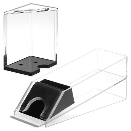 QWORK Clear Acrylic Blackjack Shoe and Discard Tray Set - 6 Deck Capacity with Auto Downward Pressure for Card Dispensing, Blackjack Dealing Shoe Dispenser Card Holder Trays for Blackjack Game Poker von QWORK