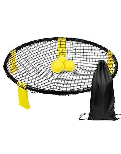 QWORK® Spike Ball Outdoor Spiele, inkl. Spielnetz, 3 Bälle, Kordelzugbeutel und Pumpe, für Freien, Garten, Park, Strand von QWORK