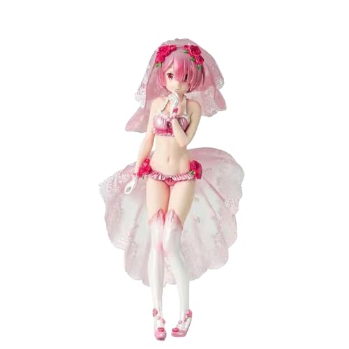 QWWZVQHJ Anime Re 0 Figur Rem Figur Statue Modell, 24cm Hochzeitskleid Stil Remu Ramu Figur, PVC handgefertigte Sammlerstück Desktop-Dekoration(Ram) von QWWZVQHJ