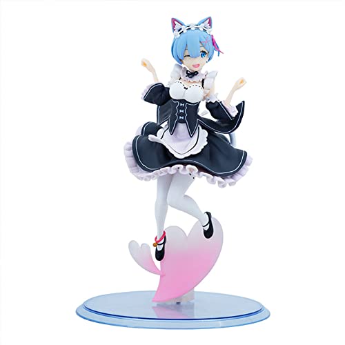 QWWZVQHJ Anime Rem Figur Statue, 22 cm Maid Ver Remu Figur Modell Zeichentrickfigur Skulptur Spielzeug Handgefertigte Sammlerstück Schreibtischdekoration for Fans(Rem B,22cm) von QWWZVQHJ