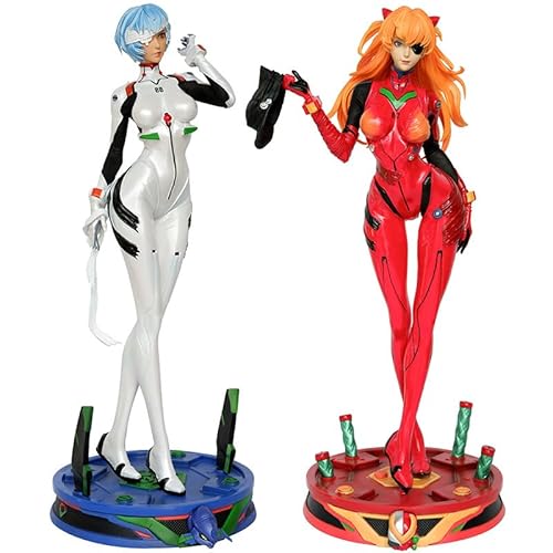 QWWZVQHJ Ayanami Rei und Asuka Langley Soryu Figur Statue, 1/4 Maßstab große Anime Figur Modell Skulptur, Enge Leder Outfit Stil Mädchen Figur Sammlerstück Display Dekoration(2pcs Rei) von QWWZVQHJ