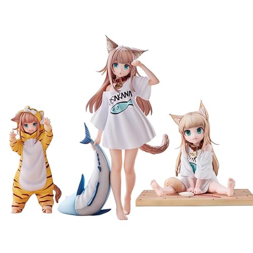 QWWZVQHJ Kinako-Figur, Statuenmodell, 13 cm große Anime-Actionfigur in sitzender Pose, Gesicht veränderbar, handgefertigte Sammler-Desktop-Dekoration for Fans(3pcs,3PCS) von QWWZVQHJ