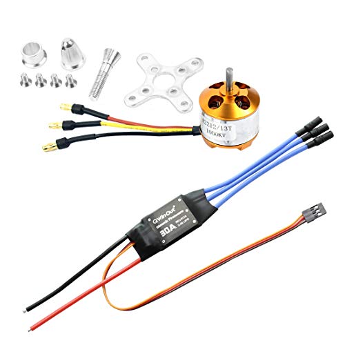 QWinOut A2212 1000KV Brushless Outrunner Motor 13T + 30A Speed Controller ESC + 3.5mm Banana Connectors for DIY RC Drone Aircraft KK 4 Axle Copter UFO von QWinOut