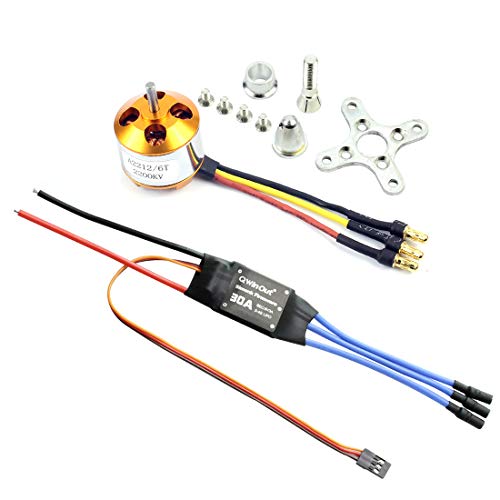 QWinOut A2212 2200KV Brushless Outrunner Motor W/Mount 6T + 30A ESC Controller for DIY RC Quadcopter Multicopter UFO (1 Set) von QWinOut