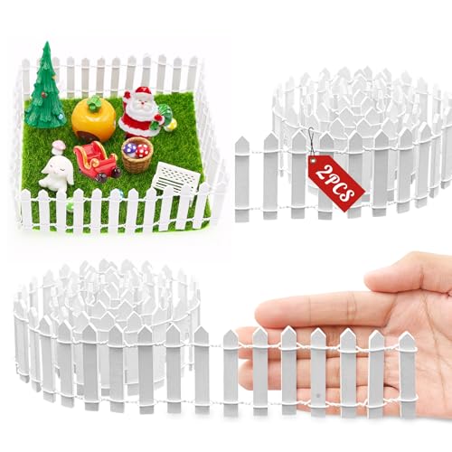 2stk Wichtel Zubehör Weihnachten, Wichteltür Zubehör Wichtel Zaun Holz Mini Holzzaun Miniatur Gartenzaun Miniatur Deko, Miniatur Staketenzaun Puppenhaus Zubehör Fee Garten Deko (90 cm x 5 cm) von QXRXN