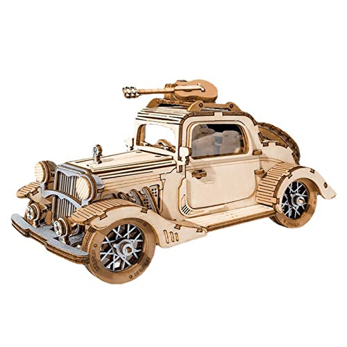 QXSJEDYCH 3D-Holzpuzzle – Vintage-Serie – Mechanisches Modell, Denksportspiele, atemberaubende Geschenke for Erwachsene und Jugendliche(Vintage Car) von QXSJEDYCH