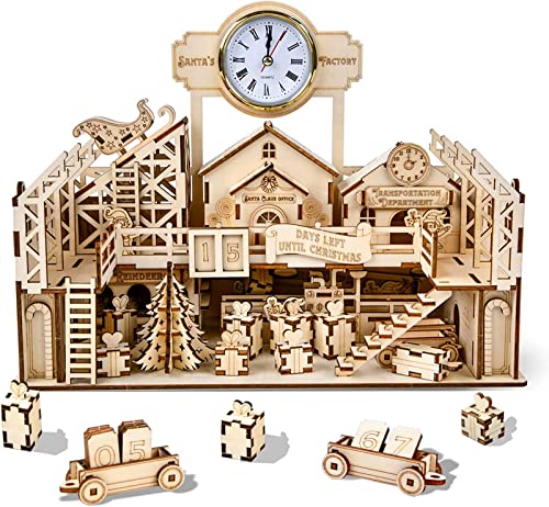 QXSJEDYCH Santa's Workshop 3D Holzpuzzle Erwachsene, Holz DIY Kreatives Puzzle Mechanisches Puzzle Zusammenbaumodell, Gebaut for Erwachsene und Kinder, Weihnachtsdekoration Geschenk Anhänger Modell von QXSJEDYCH