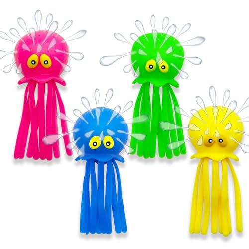 QYDKWK Set mit 4 Oktopus Wasserbomben, Gummi Badespielzeug für Kleinkinder, Sensorisches Stressabbau Poolspielzeug für Kinder, Sommer Partytütenfüller für Jungen und Mädchen 3+ Jahre von QYDKWK