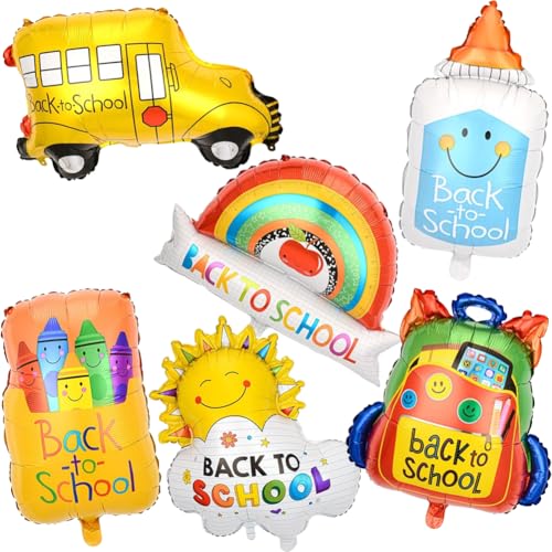 Back to School Balloons,Folienballon Schulanfang Deko,6PCS Schulkind Luftballons,Einschulung Schuleinführung Folienballon,Schulstart Deko Dekoration,Einschulung Schulanfang Folienballon Folien Luftbal von QYEHF