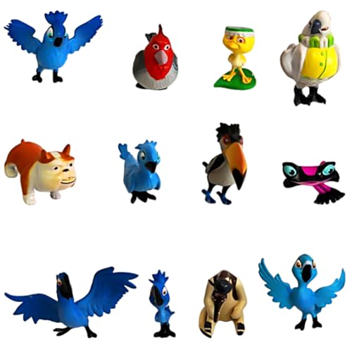 QYEHF 12PCS Vogelfiguren,realistischer Adler, Papagei, Tukan,Mini-Vogelfiguren,realistische Vogel-Tierfiguren,Paar Puppe Modell Odd Papagei Karneva von QYEHF