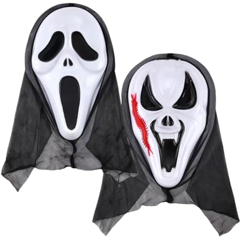 QYEHF Halloween Maske, 2PCS Scream Maske,Cosplay Realistische Requisiten, Party Make-up-Ball Gesicht Schreien Set Maske Skelett Geist Party Cosplay Requisiten QYEHF Halloween Maske, 2PCS Scream Maske,Cosplay Realistische Requisiten, Party Make-up-Ball Gesicht Schreien Set Maske Skelett Geist Party Cosplay Requisiten von QYEHF