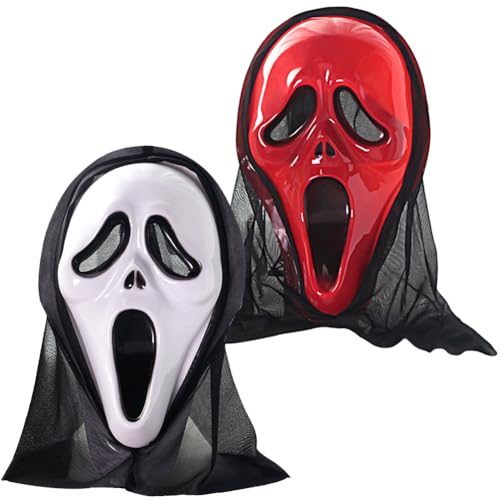 QYEHF Halloween Maske, Ghostface Maske, Scream Maske,Cosplay Realistische Requisiten, Horror Maske Halloween Gruselige Maske Halloween Kostüm Party Cosplay Requisiten,2PCS von QYEHF