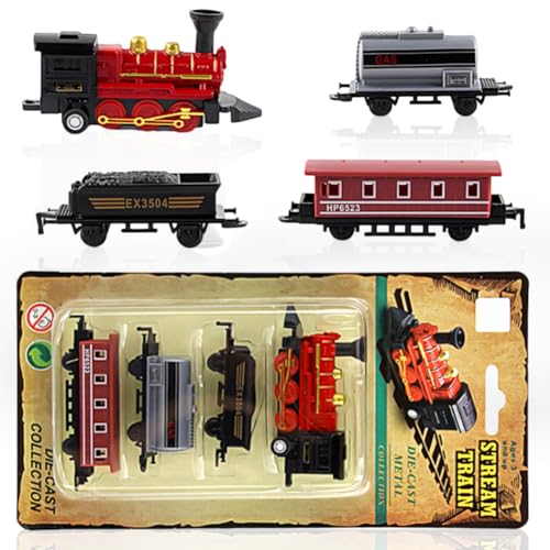 QYEHF Mini-Dampfzug-Modell-Spielzeug, Mini steam Train Model Toy,Retro-Dampfzug-Spielzeug-Set, Kinderauto zum Zurückziehen,Kleiner Zug Modell Spielzeug Ornament,für Jungen und Mädchen von QYEHF