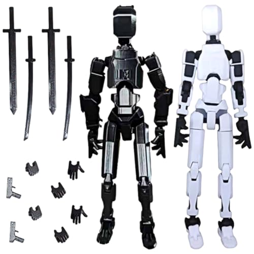 QYEHF Roboterspielzeug,2 Blockpuppen, 6 Gesten-Sets und 8 Waffen, Lucky Dolls, Articulated Dummy Dolls DIY,Verformung Roboter Geschenke für Erwachsene und Kinder von QYEHF
