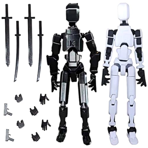 QYEHF Roboterspielzeug,2 Blockpuppen, 6 Gesten-Sets und 8 Waffen, Lucky Dolls, Articulated Dummy Dolls DIY,Verformung Roboter für Erwachsene und Kinder von QYEHF