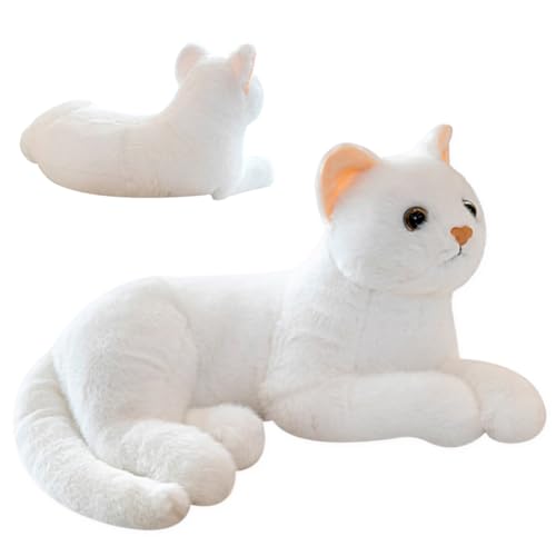 QYEHF Simulation Katze, Katze Kuscheltier Spielzeug, Katze weiß, Realistische Schlafende Katze aus Plüsch, Fotografie-Requisiten,Geschenk für Freunde und Kinder, 30 cm von QYEHF