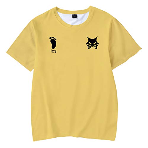 QYIFIRST Anime MSBY Black Jackal Volleyball Club Tee Shirt 3D Kurzarm T-Shirt Top Bluse Cosplay Kostüm Gold Asian Size 4XL (Chest 124cm) von QYIFIRST