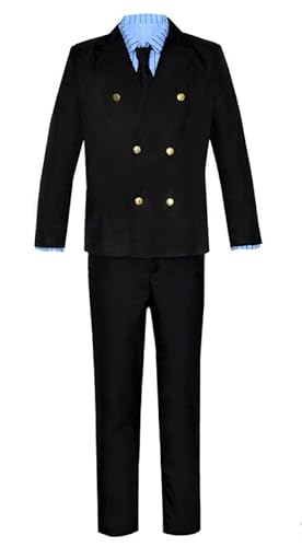 QYIFIRST Anime Sanji Vinsmoke Outfits Suit Fasching Cosplay Kostüm Schwarz-A Herren XL von QYIFIRST