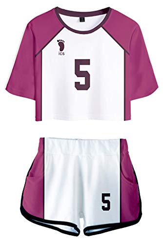 QYIFIRST Haikyuu Shiratorizawa School Cosplay Uniform Jersey Sportswear Top Shorts Set 2 Stück Freizeitkleidung Cosplay Kostüm Damen Damen S von QYIFIRST