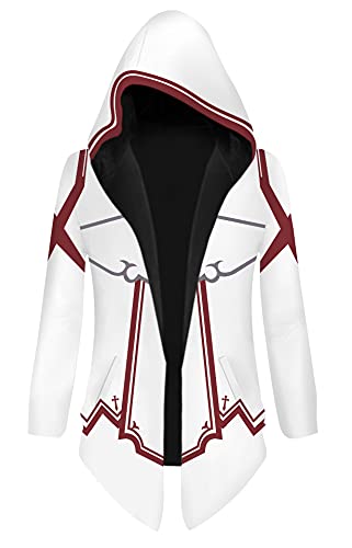 QYIFIRST Herren Damen Anime 3D Druck Pullover Streetwear SAO Sword Online Yuuki Asuna Cosplay Kostüm Jacke Windbreaker Pulli Sweatshirt Weiß XXL (Chest 118cm) von QYIFIRST