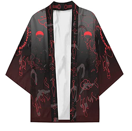 QYIFIRST Herren Damen Uchiha Clan Ichizoku uchiwa Strickjacke Umhang Mantel Kimono Cosplay Kostüm Schwarz XXL von QYIFIRST