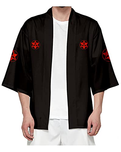 QYIFIRST Herren Damen Uchiha Ichizoku Uchiha Clan Cardigan Cloak Cape Coat Kimono Cosplay Costume Schwarz XL von QYIFIRST