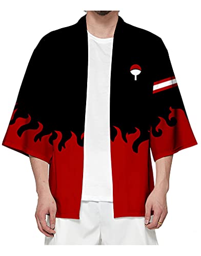 QYIFIRST Herren Damen Uchiha Ichizoku Uchiha Clan uchiwa Strickjacke Umhang Mantel Kimono Cosplay Kostüm Schwarz S von QYIFIRST