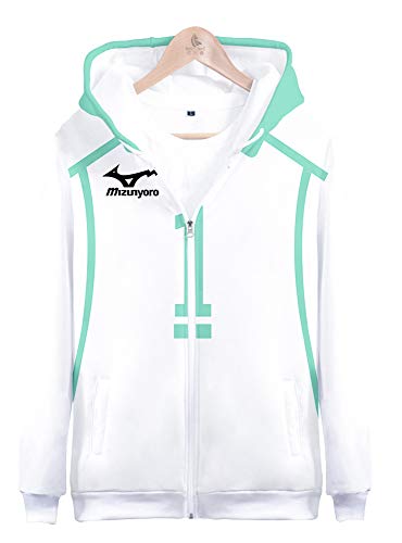 QYIFIRST Herren Damen Unisex 3D Druck Anime Kapuzenpulli Hoodie Aobajohsai High School Oikawa Tooru NO.1 Cosplay Kostüm Adult Blau/Weiß XL (Chest 116cm) von QYIFIRST