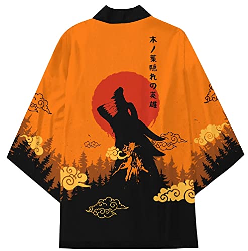 QYIFIRST Herren Damen Uzumaki Ninetales Rikudousennin Strickjacke Umhang Mantel Kimono Cosplay Kostüm Orange L von QYIFIRST