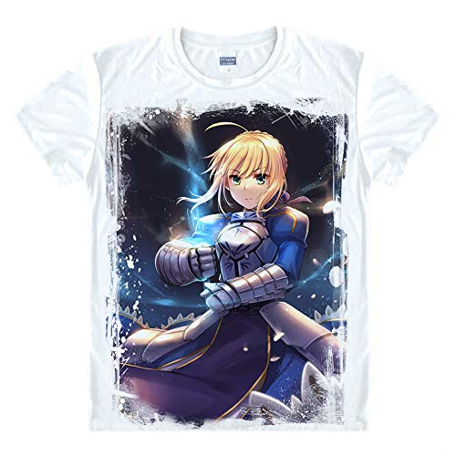 QYIFIRST Manga Japanisches Anime FGO Night Grand Zero Saber Altria Pendragon Cosplay T-Shirt Kostüm/Stile 9/ Weiß L (EU M) Chest 104cm von QYIFIRST