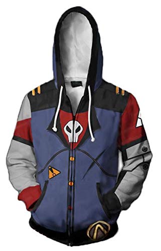 QYIFIRST Mantel Übergangsjacke Grenz Cosplay Kostüm Freizeitjacke Sweatjacke Ladies Unisex Anime 3D Druck Sweat Jacket Blau-B XXL (Chest 116cm) von QYIFIRST