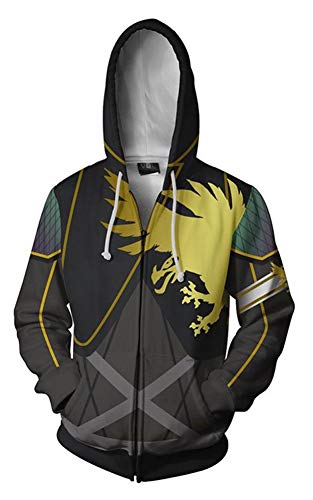 QYIFIRST Pullover Schicksal Cosplay Kostüm Kaputzen Jacke Streetwear Unisex Anime 3D Druck Jacket Sweatshirt Schwarz XL (Chest 113cm) von QYIFIRST