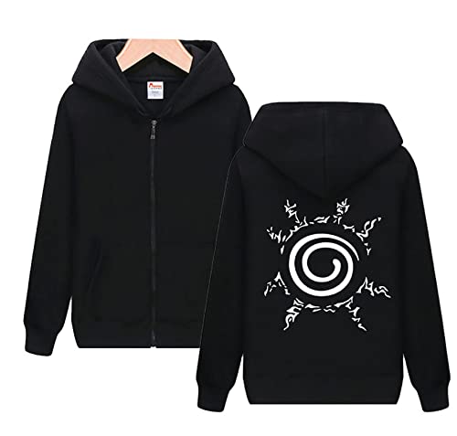 QYIFIRST Pullover Uzumaki Uchiha Clan Uchiha Ichizoku Cosplay Kostüm Kaputzen Jacke Streetwear Unisex Anime 3D Druck Jacket Sweatshirt Schwarz XL (Chest 112cm) von QYIFIRST