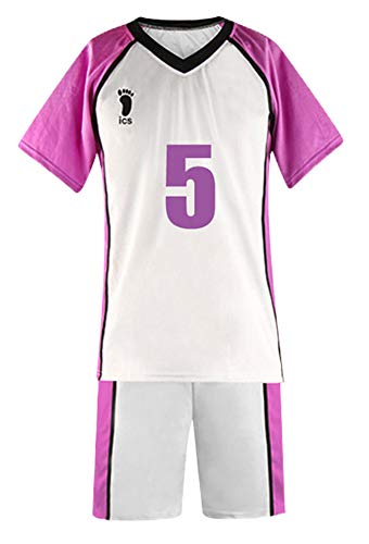 QYIFIRST Shiratorizawa Academy Volleyball Club Satori Tendou No.5 Jersey Set Volleyballverein Team Cosplay Kostüm Weiß XL von QYIFIRST