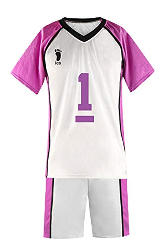 QYIFIRST Shiratorizawa Academy Volleyball Club Ushijima Wakatoshi No.1 Jersey Set Volleyballverein Team Trikot Uniform Cosplay Kostüm Weiß XXL von QYIFIRST