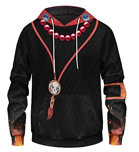 QYIFIRST Unisex 3D Druck Anime Pullover mit Kapuze Streetwear Ace Cosplay Kostüm Schwarz EU Size XL von QYIFIRST