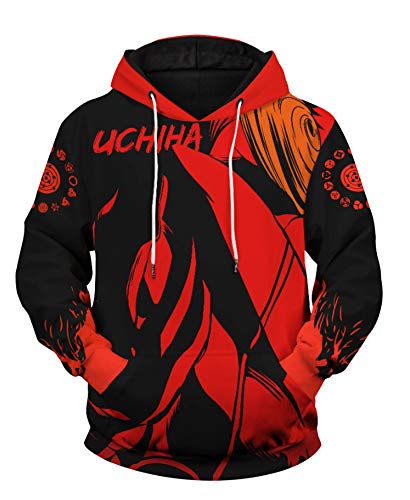 QYIFIRST Unisex 3D Druck Anime Pullover mit Kapuze Streetwear Uchiha Ichizoku Uchiha Obito Sharingan Copy Wheel Eye Cosplay Kostüm Rot EU Size XL von QYIFIRST