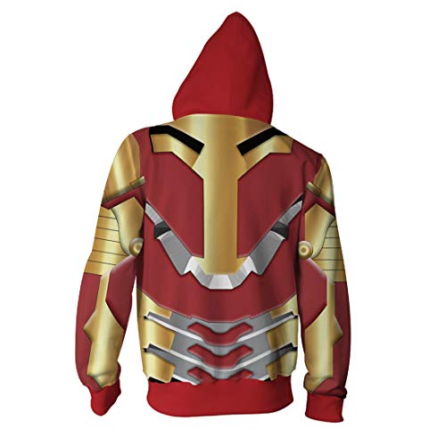 QYIFIRST Unisex Anime 3D Druck Mantel Übergangsjacke Iron Stark Kapuzenjacke mit Taschen Gold XXL (Brustumfang 116cm) von QYIFIRST