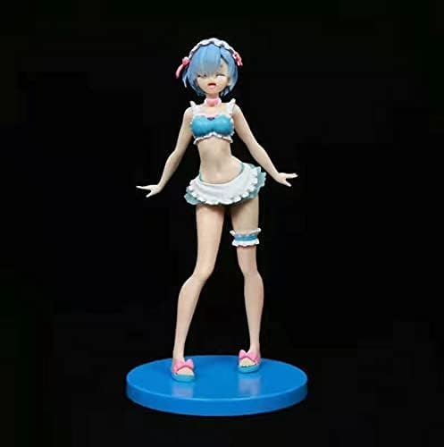 QYYSL Anime Girl Figure Deluxe Version Japan Anime Re:Zero Kara Hajimeru Isekai Seikatsu REM Black Maid Swimsuit Dress Face-Changing PVC Action Figure Statue Doll 22CM Ornaments Models Decoration GIF von QYYSL