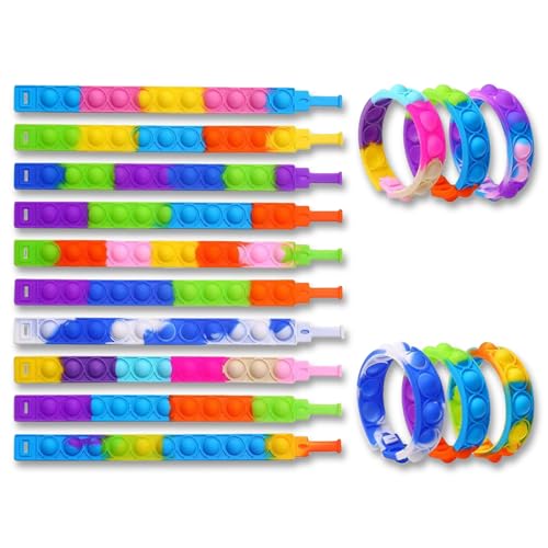 QZKJQDD Pop Armband It, 12 Stück Zufällig Armbänder Kinder, Kleinigkeiten Für Kinder, Ideal Für Kinder Und Erwachsene, Zur Stressbewältigung Und Anti-Angst Jungen Und Mädchen von QZKJQDD