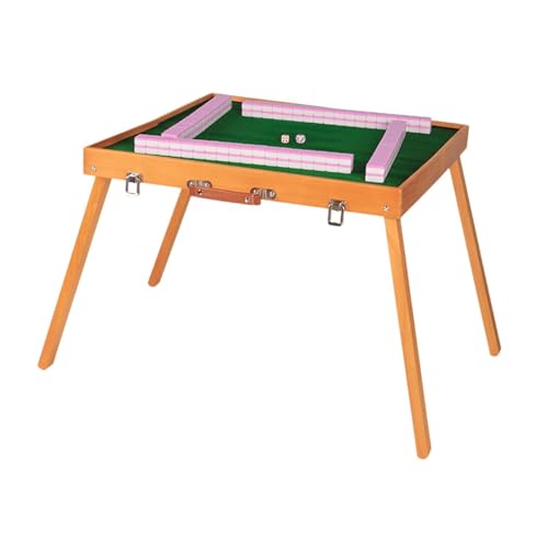 QZLNONTK Mini Chinese Mahjong Set, 144 Stück Mahjong-Jongg-Spielsteine, mit Klapptisch, Tischspiel, Aufbewahrungstasche, traditionelle chinesische Spiele for Zuhause, Picknick(Pink) von QZLNONTK