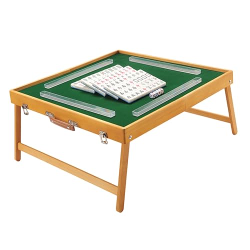 QZLNONTK Mini Chinese Mahjong Set, Reise-Mahjong-Tisch, klappbar, Reise-Brettspiel, professioneller tragbarer Mahjong-Tisch for den Schlafsaal zu Hause(with Mahjong Tiles) von QZLNONTK