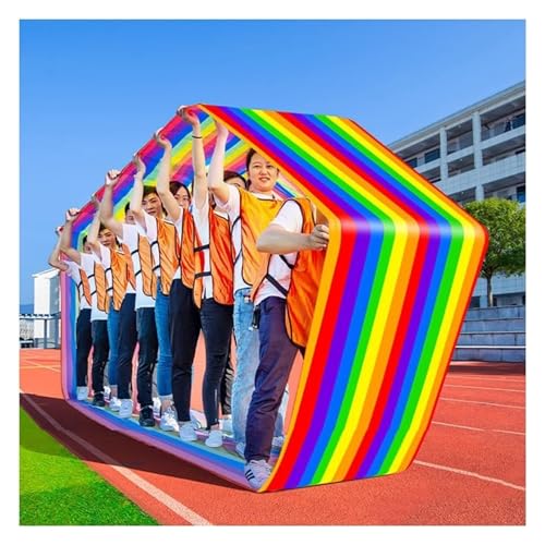 Teambuilding-Spiel auf Einer Laufmatte, Team-Play-Laufmatte, lustige Spiele for Erwachsene und Kinder im Freien, Multiplayer-Roll-Laufmatte mit Aufbewahrungstasche(Adult 11M//36FT) von QZLNONTK