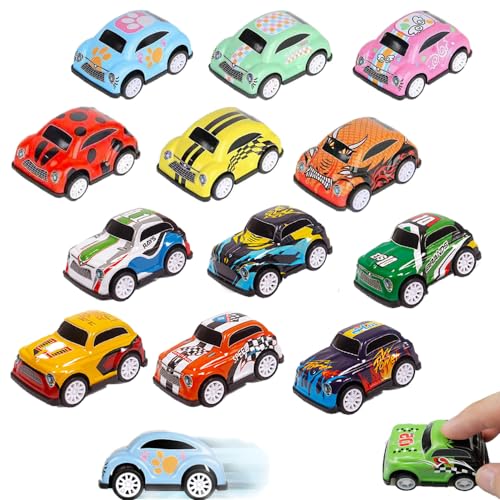 QZVCGSTA 12 Stück Mini Zurückziehen Autos Matchbox Auto Set Legierung Kleine Autos Pull Back Autos Kinderspielzeug Fahrzeuge Pull Back Autos für Kleinkinder Mädchen Jungen Spielzeug von Buosha