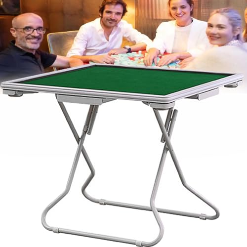 QZYFCT 35-Zoll-Mahjong-Tisch, Zusammenklappbarer Kartenspieltisch, Zusammenklappbarer Mahjong-Tisch Für 4 Spieler, Tragbarer Brettspieltisch, Mit Schubladen Und Getränkehaltern,White von QZYFCT