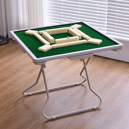 QZYFCT Klappbarer Mahjong-Tisch, 89 cm Quadratischer, Klappbarer Kartenspieltisch Für 4 Spieler, Mahjong-Kartentisch Für 4 Spieler, Mit Getränkehalter Und Schublade,White von QZYFCT