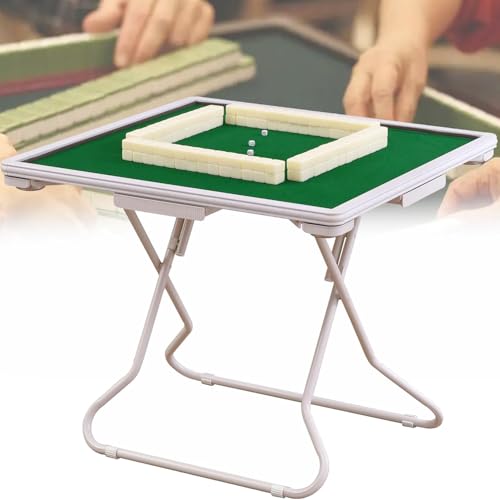 QZYFCT Mahjong-Kartentisch Für 4 Spieler, Faltbarer Mahjong-Tisch, Quadratischer 89 cm Großer Kartenspieltisch Zum Spielen Von Mahjong,Mahjong-Tisch Für Den Schreibtisch,White von QZYFCT