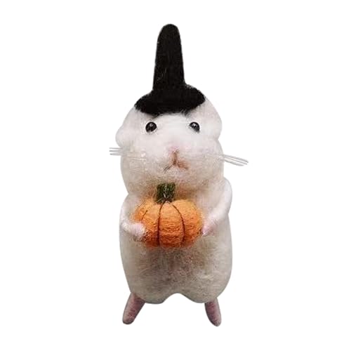 Filz-Halloween-Ornament Maus mit Kürbissen / Krücke / Kuchen / Hut Dekor handgefertigt Nadelfilz Weihnachtsdekoration von Qaonsciug