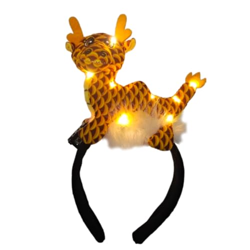 Qaonsciug 2024 Neue Jahr Drachen Stirnband LED Beleuchtete Haar Hoop Kopfschmuck Führen Party Waschen Kopfbedeckung Cartoon Haar Zubehör von Qaonsciug