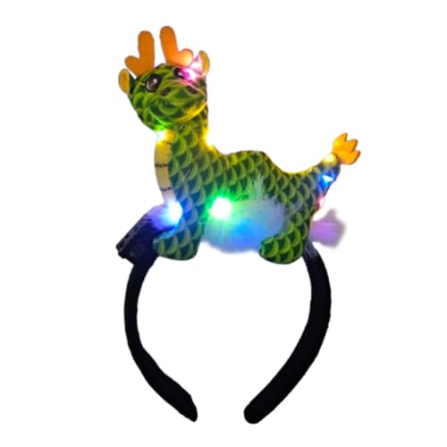 Qaonsciug 2024 Neue Jahr Drachen Stirnband LED Beleuchtete Haar Hoop Kopfschmuck Führen Party Waschen Kopfbedeckung Cartoon Haar Zubehör von Qaonsciug